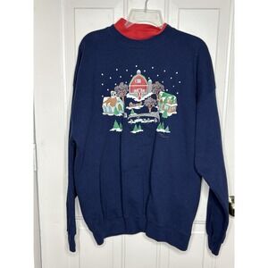 Vintage Winter Barn Sweatshirt Unisex 2X Christmas 90s Nostalgic Snow Farm